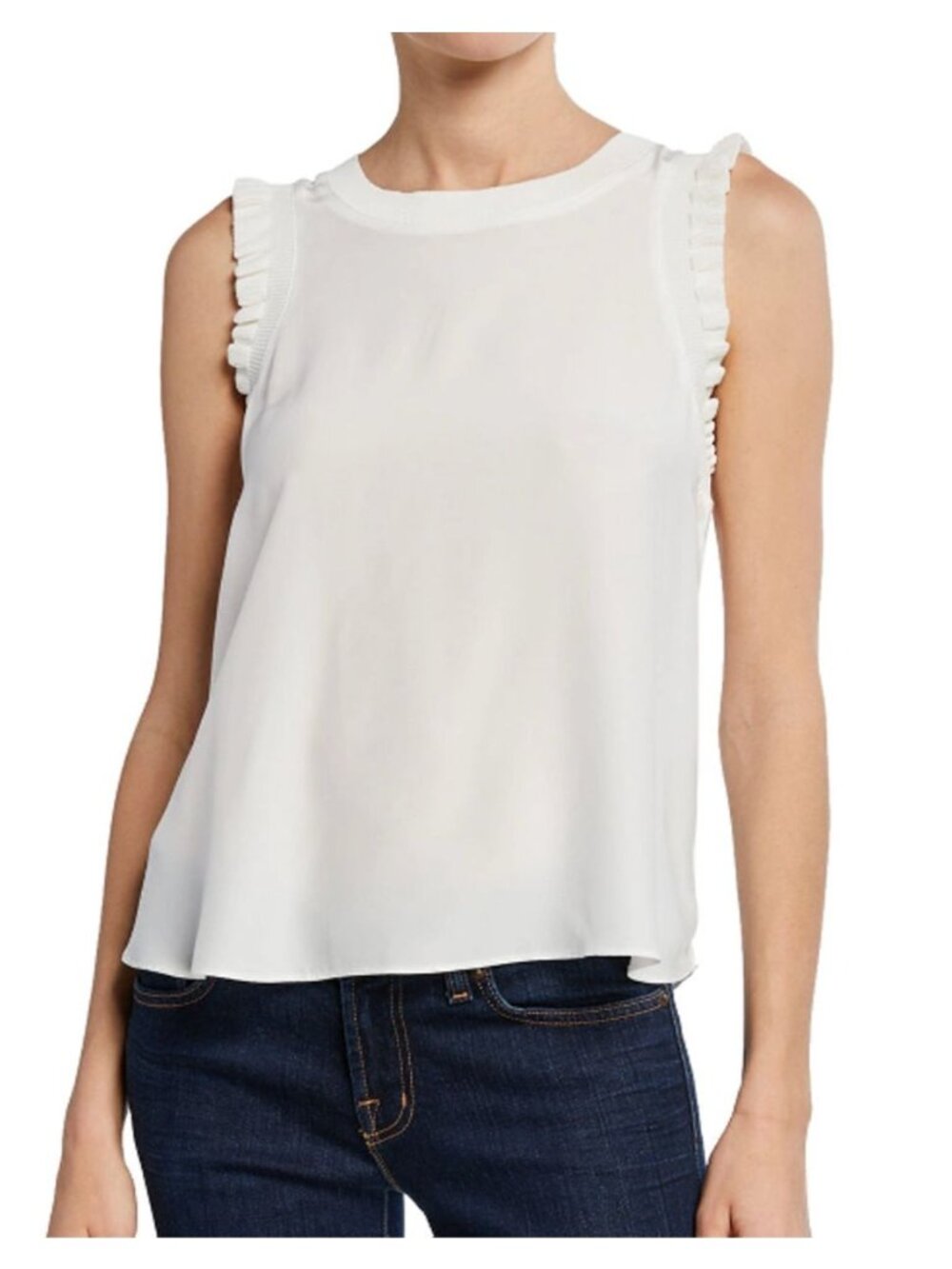 Cinq à Sept Tous Les Jours Lenore Crewneck Sleeveless Silk Top White XS